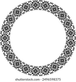 Round frame with abstract shapes pattern. Vector illustration isolated on white background.