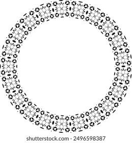 Marco redondo con patrón de Formas abstractas. Ilustración vectorial aislada sobre fondo blanco.