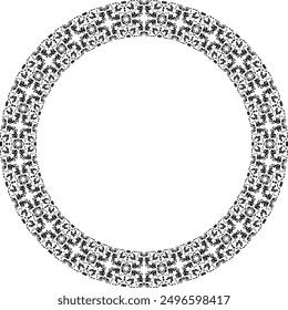 Round frame with abstract shapes pattern. Vector illustration isolated on white background.
