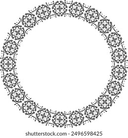 Round frame with abstract shapes pattern. Vector illustration isolated on white background.