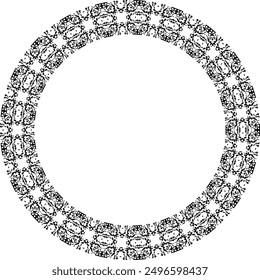 Round frame with abstract shapes pattern. Vector illustration isolated on white background.