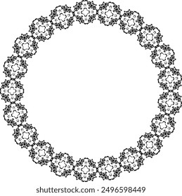 Round frame with abstract shapes pattern. Vector illustration isolated on white background.