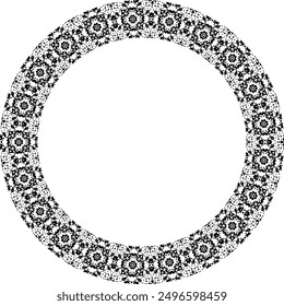 Round frame with abstract shapes pattern. Vector illustration isolated on white background.