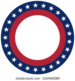 Round frame American flag. Independence day USA concept. Circle red blue. Vector Illustration.