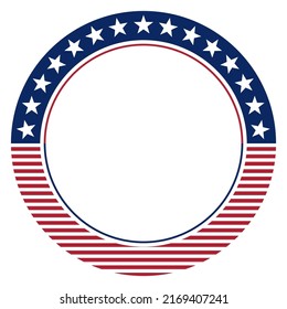 Round frame American flag. Independence day USA concept. Stars icon logo symbol. Political logo. Vector Illustration.