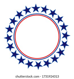 Round frame American flag stylized logo, symbol, emblem