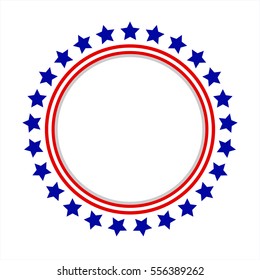 Round Frame American Flag Stylized