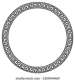 Round frame in Ancient Greek style isolated on white background.