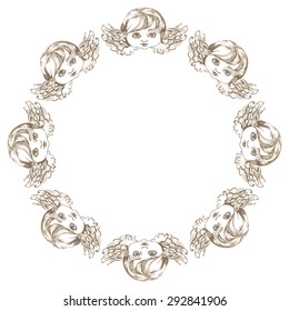 Round frame with angels