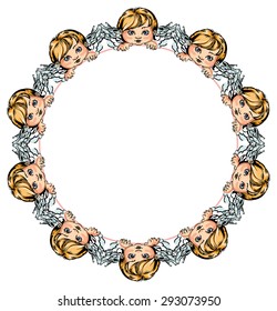 Round frame with angels