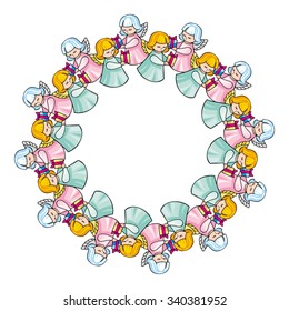 Round frame with angels