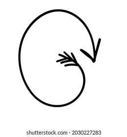 dibujado a mano en el doodle de la flecha de cuadro redondo. ilustración vectorial