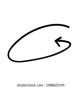 round frame with an arrow pointing inward to an oval. hand-drawn doodle. vector illustration element