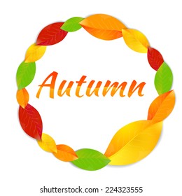 Round frame with autumn leaves