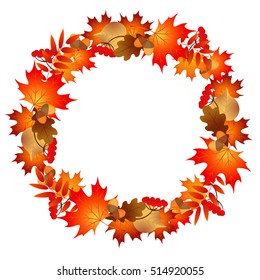round frame autumn leaves