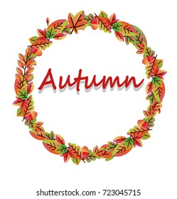 round frame of autumn leaves