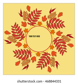 Round frame with autumn leaves with place for text.