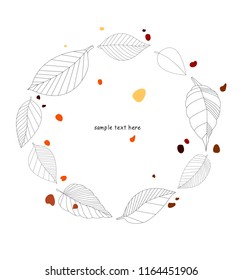 Round frame of autumn leaves with space for text