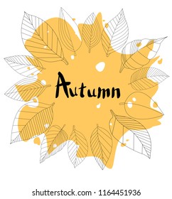 Round frame of autumn leaves with space for text