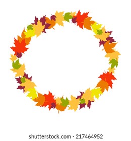 round frame with autumn leaves. vector