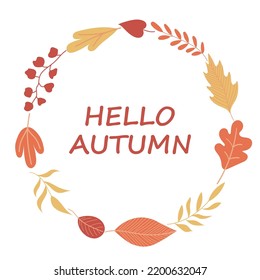 Runder Rahmen mit Herbstblättern. Vektorgrafik