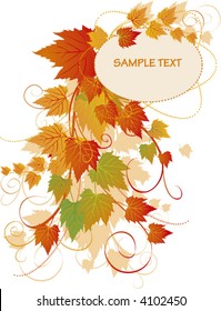 round frame with autumn leaves - vector
