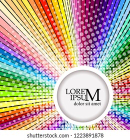 Round frame background with multicolored rays