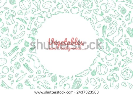 Round Frame background of organic farm fresh vegetables.  Hand drawn illustration for backgrounds, card, posters, banners. Vector icons.