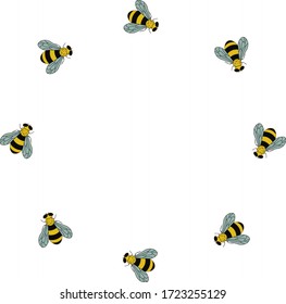 Un marco redondo de abejas, que puede ser usado para tarjetas de felicitación y banners.