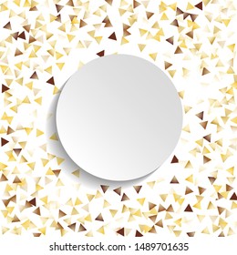 Round Frame of Big Star Confetti. Wreath with Empty White Form. Golden New Year Background. Festive Decoration for Holiday Wallpaper Banner Card. Isolated NewYear Background. Vector.