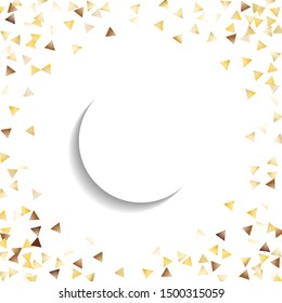 Round Frame of Big Star Confetti. Wreath with Empty White Form. Golden Party Pattern. Festive Decoration for Holiday Poster Wallpaper Banner. Isolated Party Pattern. Vector.