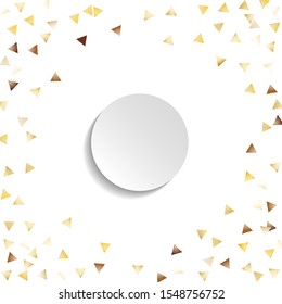 Round Frame of Big Star Confetti. Wreath with Empty White Form. Golden Party Pattern. Trendy Decoration for Holiday Wallpaper Banner Print. Isolated Party Pattern. Vector.