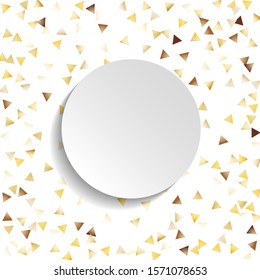 Round Frame of Big Star Confetti. Wreath with Empty White Form. Golden Christmas Background. colorful Decoration for Holiday Poster Print Banner. Isolated Christmas Background. Vector.