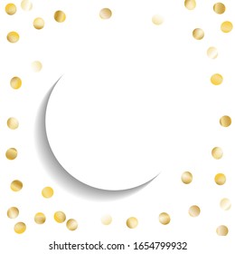 Round Frame of Big Star Confetti. Wreath with Empty White Form. Golden New Year Background. Bright Decoration for Holiday Banner Cover Print. Isolated NewYear Background. Vector.