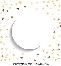 Round Frame of Big Star Confetti. Wreath with Empty White Form. Golden New Year Background. colorful Decoration for Holiday Wallpaper Banner Cover. Isolated NewYear Background. Vector.