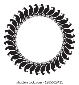 Round frame with birds silhouette