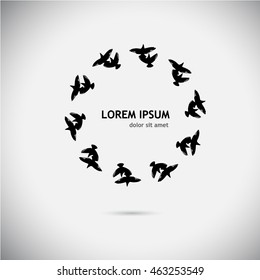 Round frame with birds. Vector