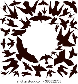 Round frame with birds. Vector illustration.