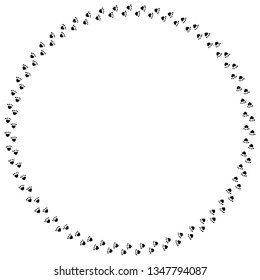 Round frame of black cat tracks. Isolated frame on white background for your design.