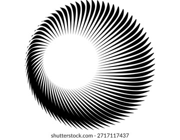 Marco redondo de líneas negras sobre un fondo blanco. elemento de diseño moderno. Fondo de Vector de moda. Patrón para publicidad, cubiertas. Redes sociales. Anillo de rayas para decoración. esfera Abstractas. Logotipo