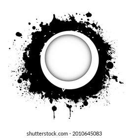 a round frame of black paint spots. Vector illustration