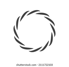 Round frame black and white vector ornament. Graphic border doodle. Ring curve link connection.