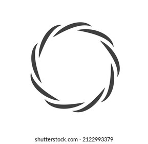Round frame black and white vector ornament. Graphic border doodle. Ring curve link connection.
