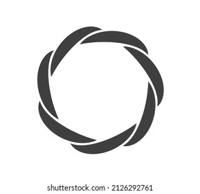 Round frame black and white vector ornament. Graphic border doodle. Ring curve link connection.