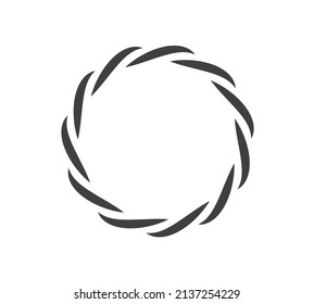Round frame black and white vector ornament. Graphic border doodle. Ring curve link connection.