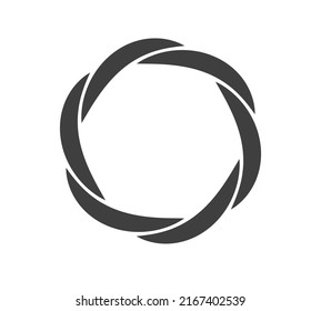 Round frame black and white vector ornament. Graphic border doodle. Ring curve link connection.