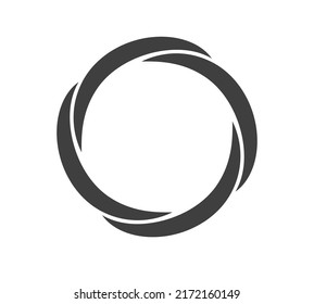 Round frame black and white vector ornament. Graphic border doodle. Ring curve link connection.