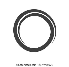Round frame black and white vector ornament. Graphic border doodle. Ring curve link connection.