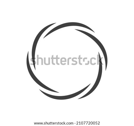 Round frame black and white vector ornament. Graphic border doodle. Ring curve link connection.