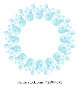 Round frame of blue bubbles vector color illustration.